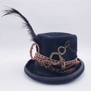 Dorfman Pacific Madhatter Steampunk Hat Handmade Black Wool